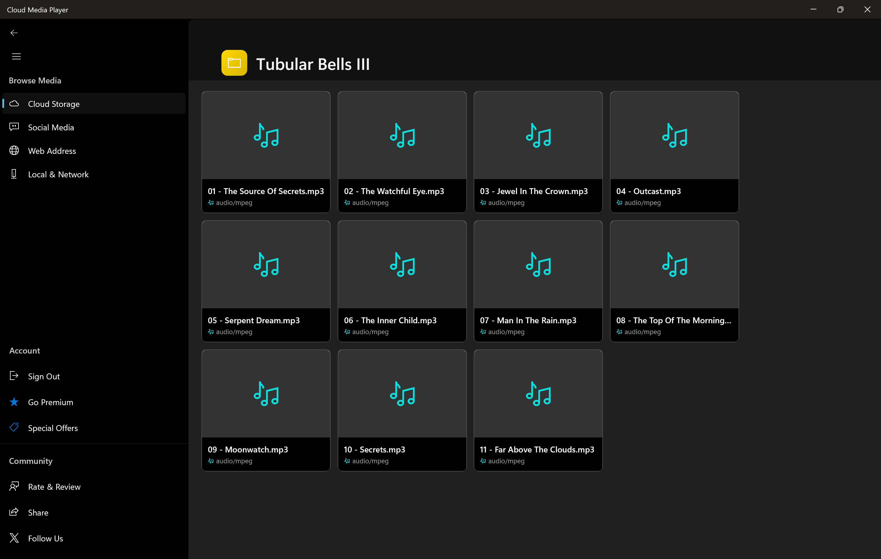 Music player interface