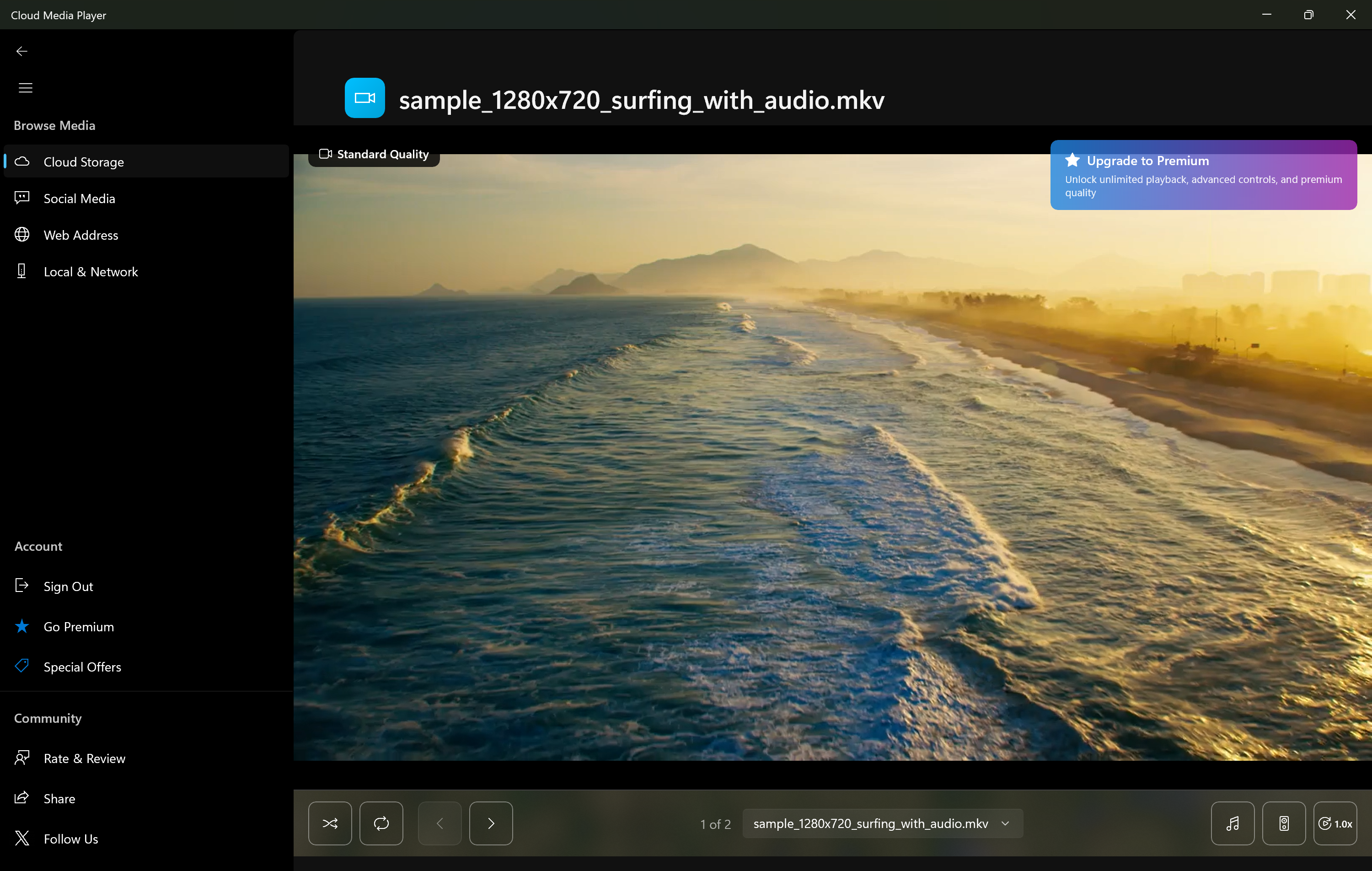Video player interface