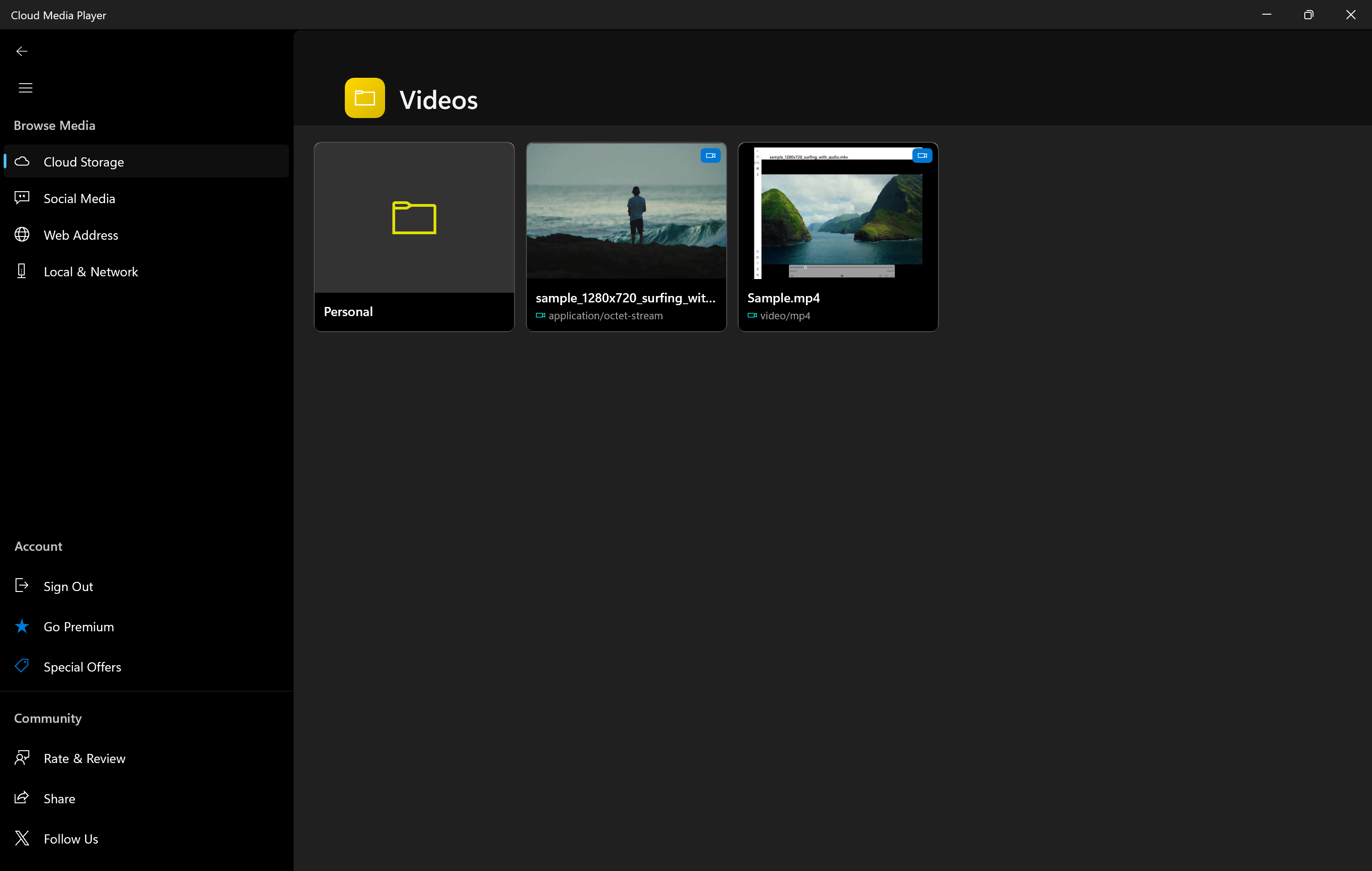Video library grid view